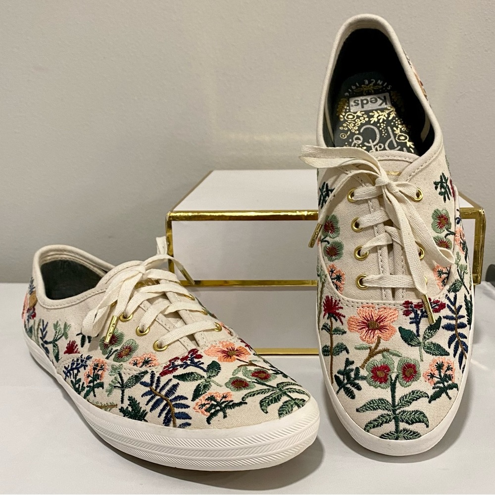 Keds x Rifle Paper Co. Herb Garden Embroidered Flowers Champion Sneakers Sz 8